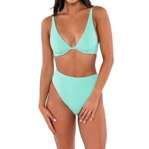 NEW B SWIM margot high-waist bikini bottom in breeze twist rib